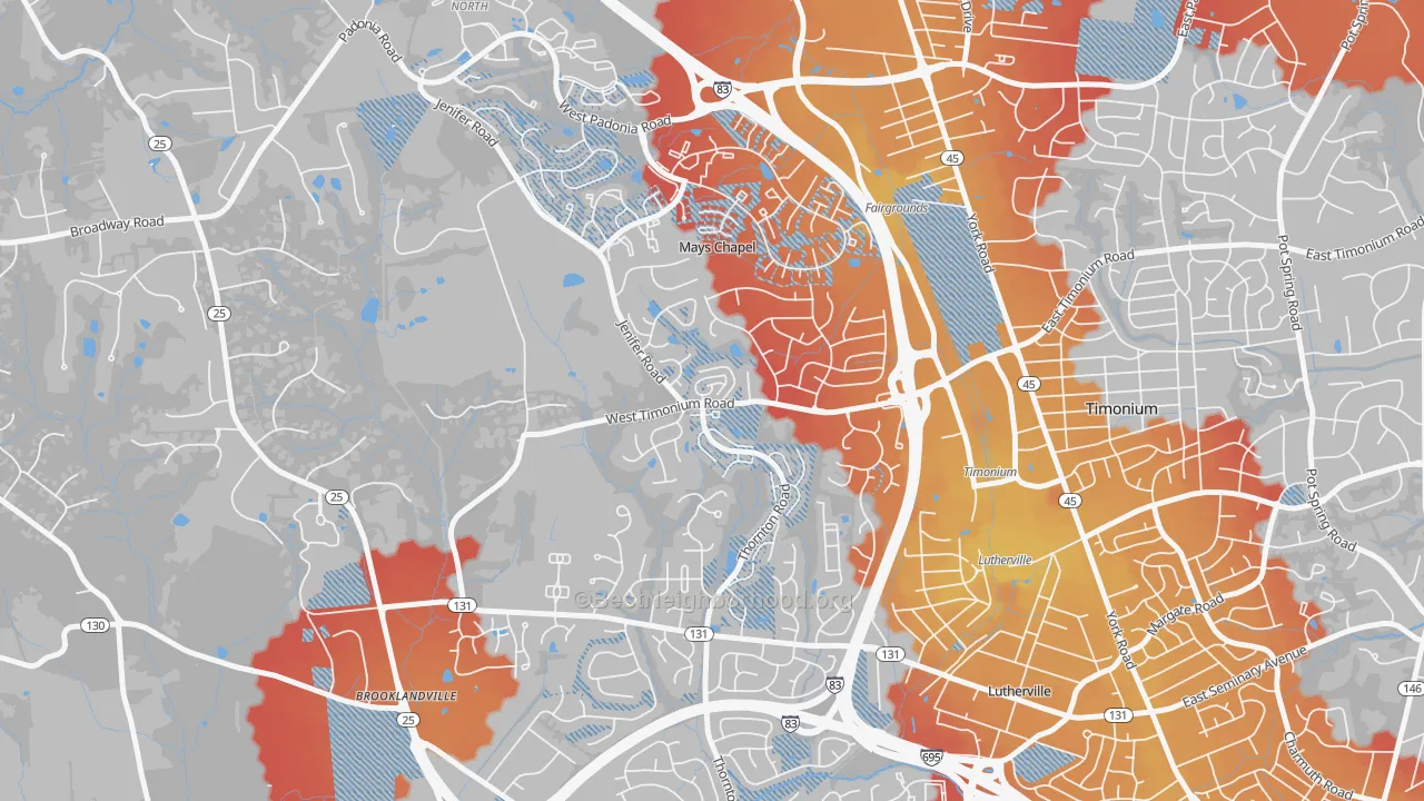 Transit Grade map of Mays Chapel, MD