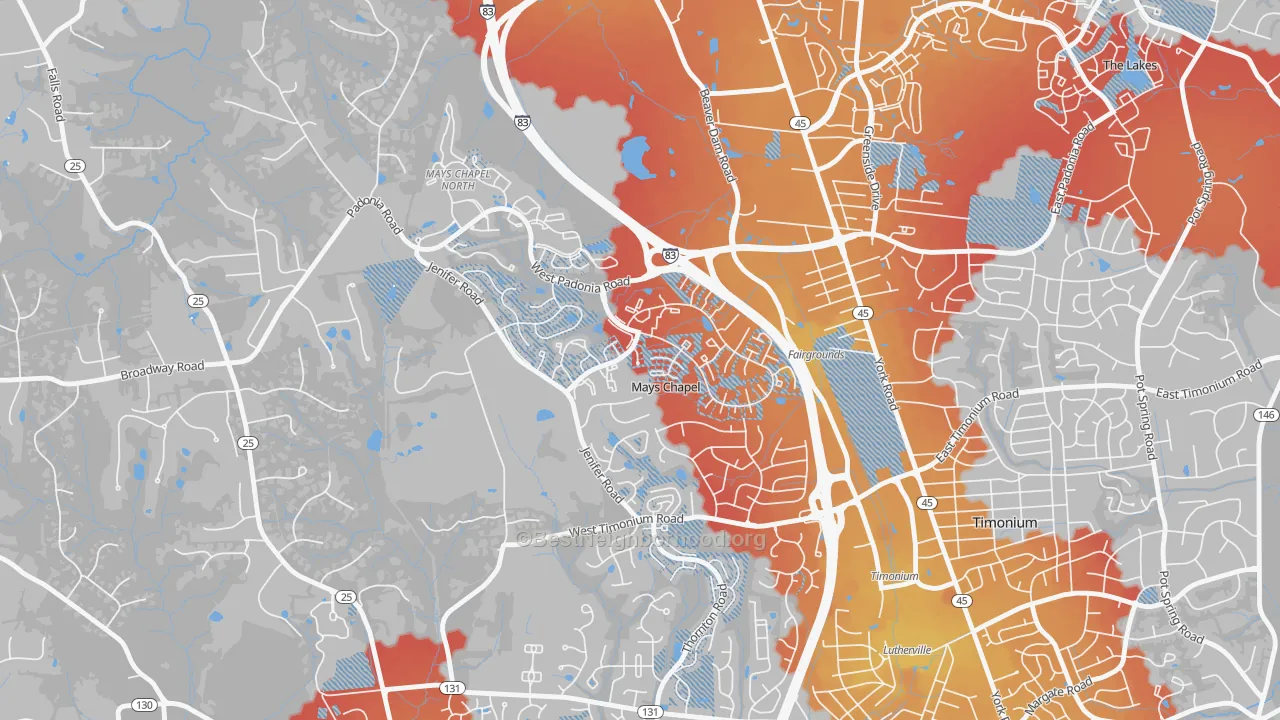 Transit Grade map of Mays Chapel Village, Mays Chapel, MD