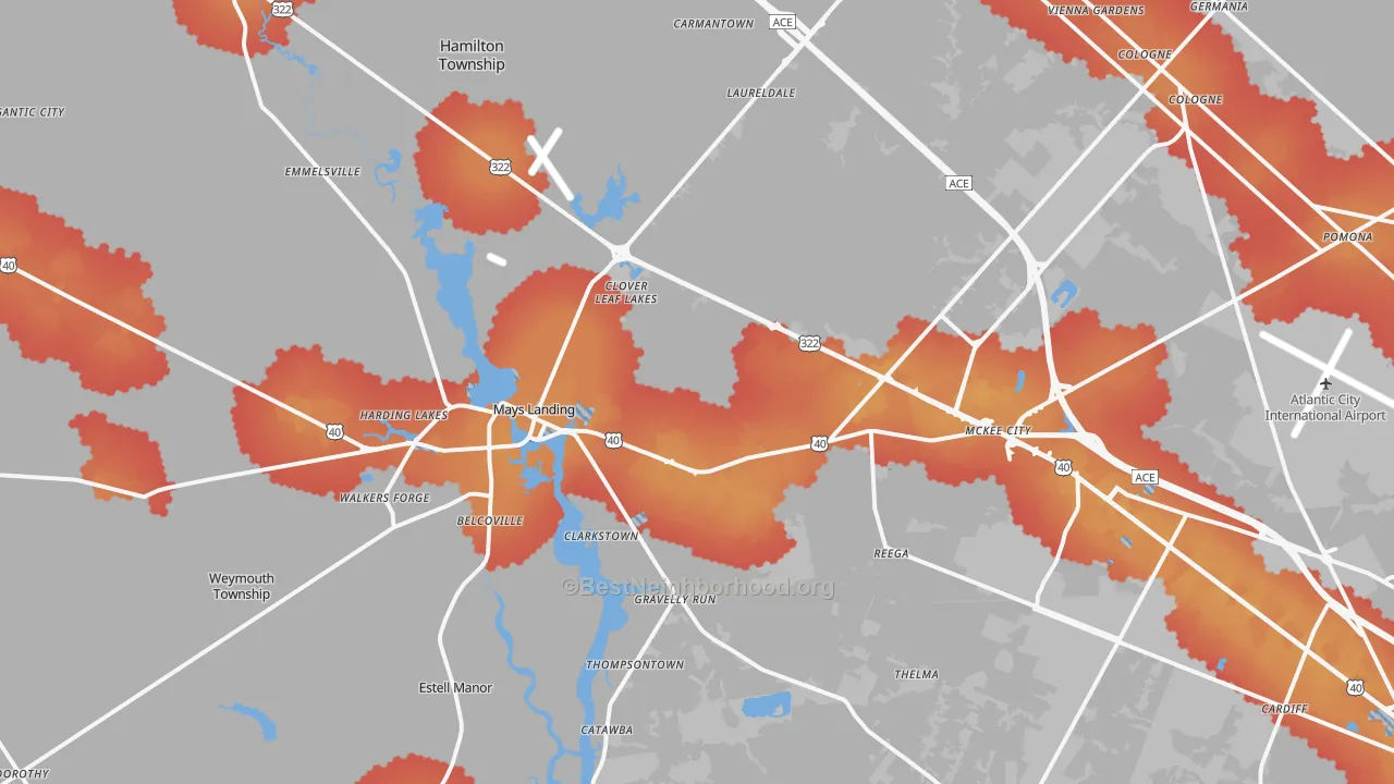 Transit Grade map of Mays Landing, NJ