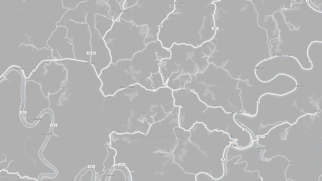 Transit Grade map of Maysel, WV