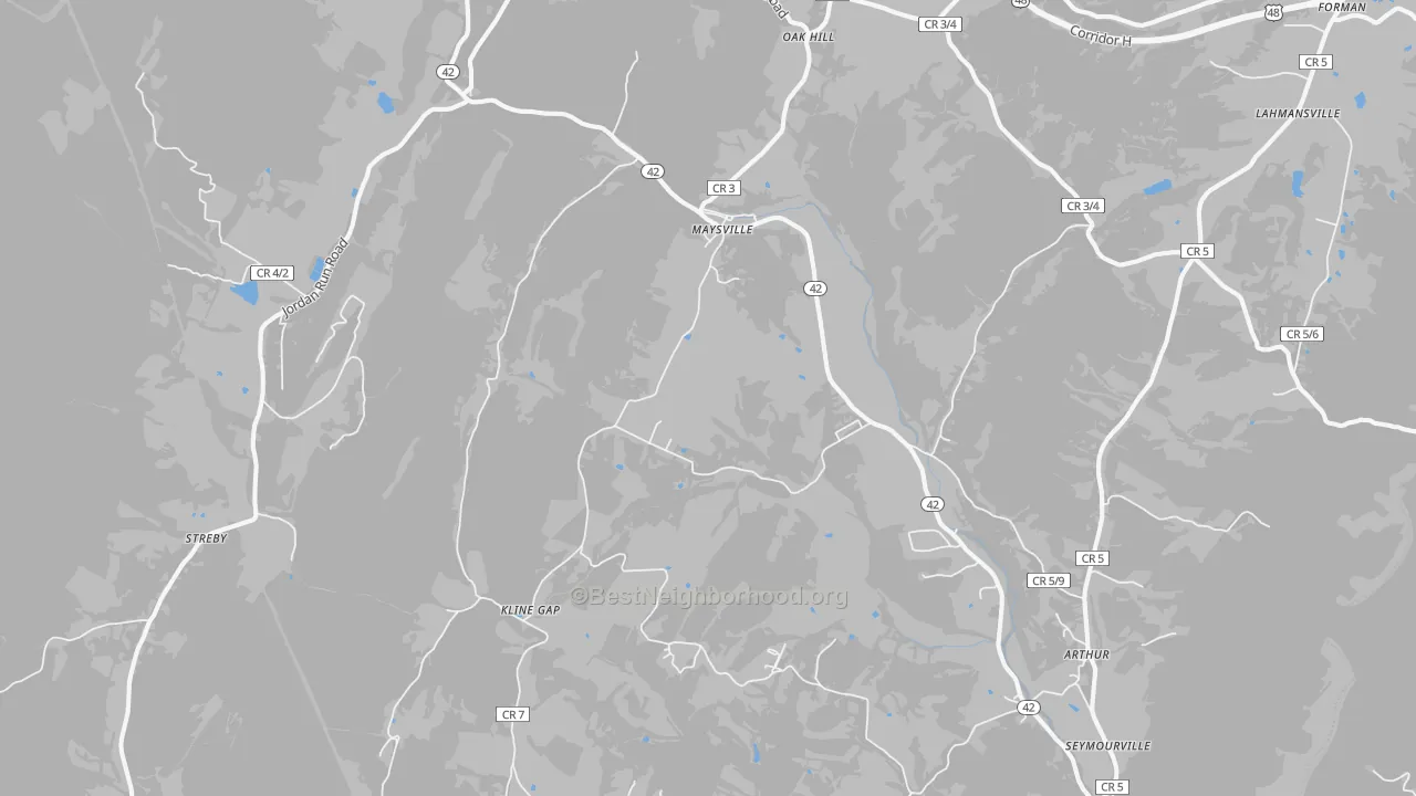 Transit Grade map of Maysville, WV