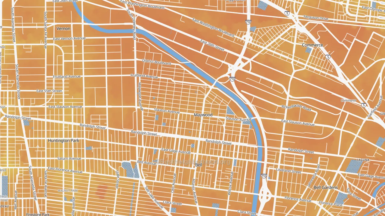 Transit Grade map of Maywood, CA