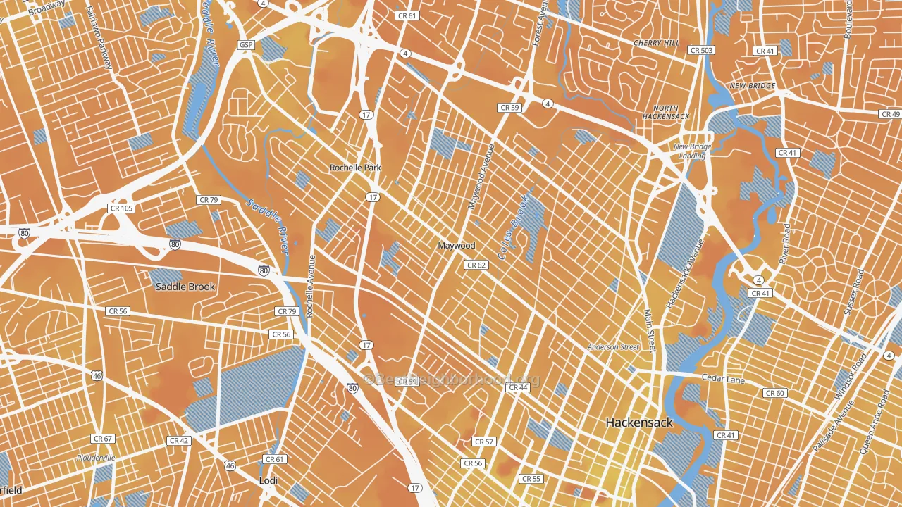 Transit Grade map of Maywood, NJ