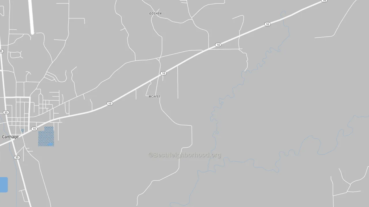 Transit Grade map of McAfee, MS