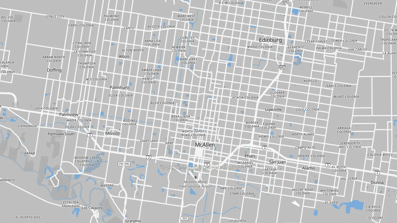 Transit Grade map of McAllen, TX