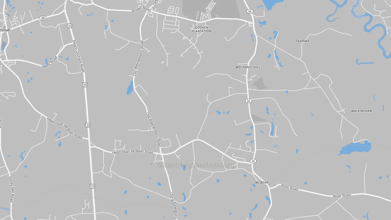Transit Grade map of Mcbean, Hephzibah, GA