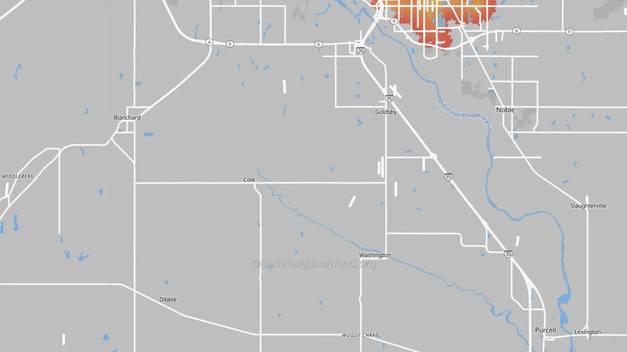 Transit Grade map of McClain County, OK