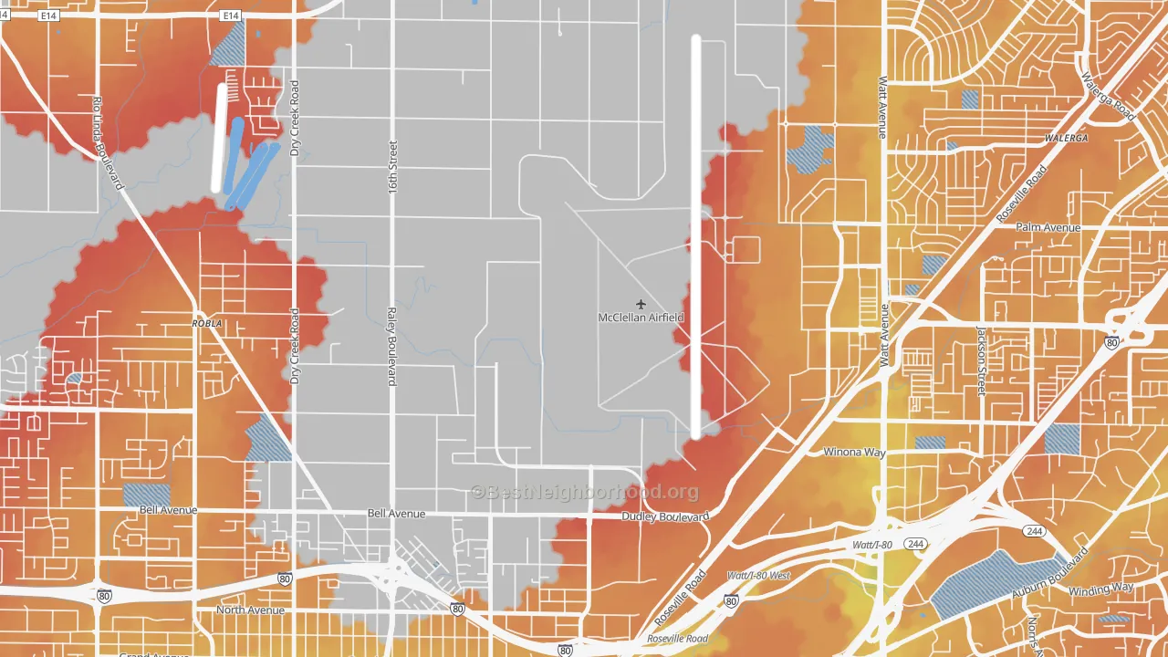 Transit Grade map of McClellan Park, CA