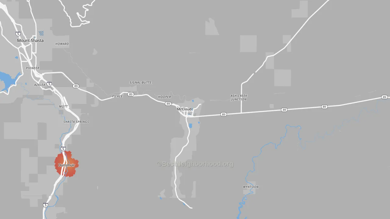 Transit Grade map of Mccloud, CA