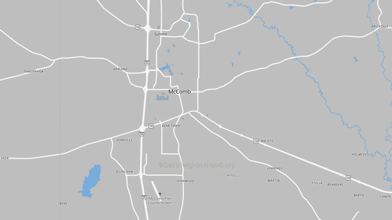 Transit Grade map of Mccomb, MS