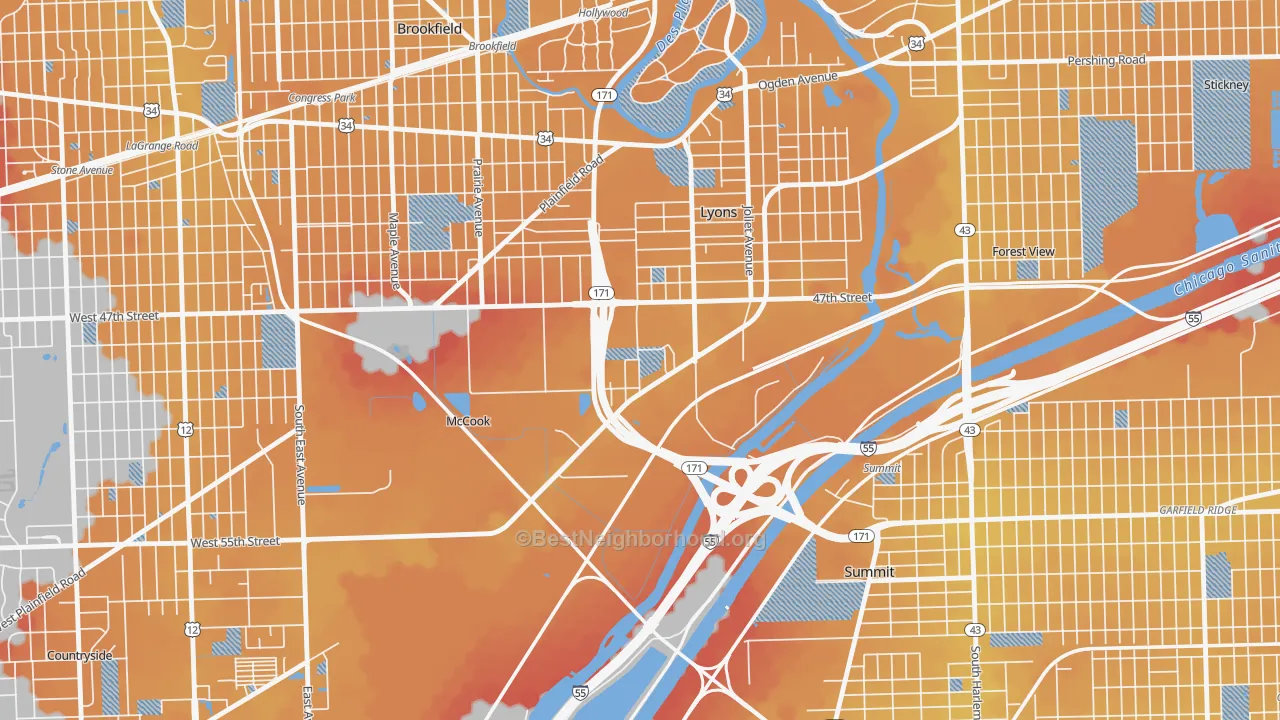 Transit Grade map of McCook, IL