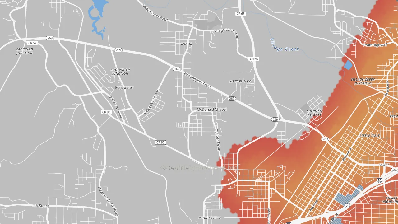 Transit Grade map of McDonald Chapel, AL