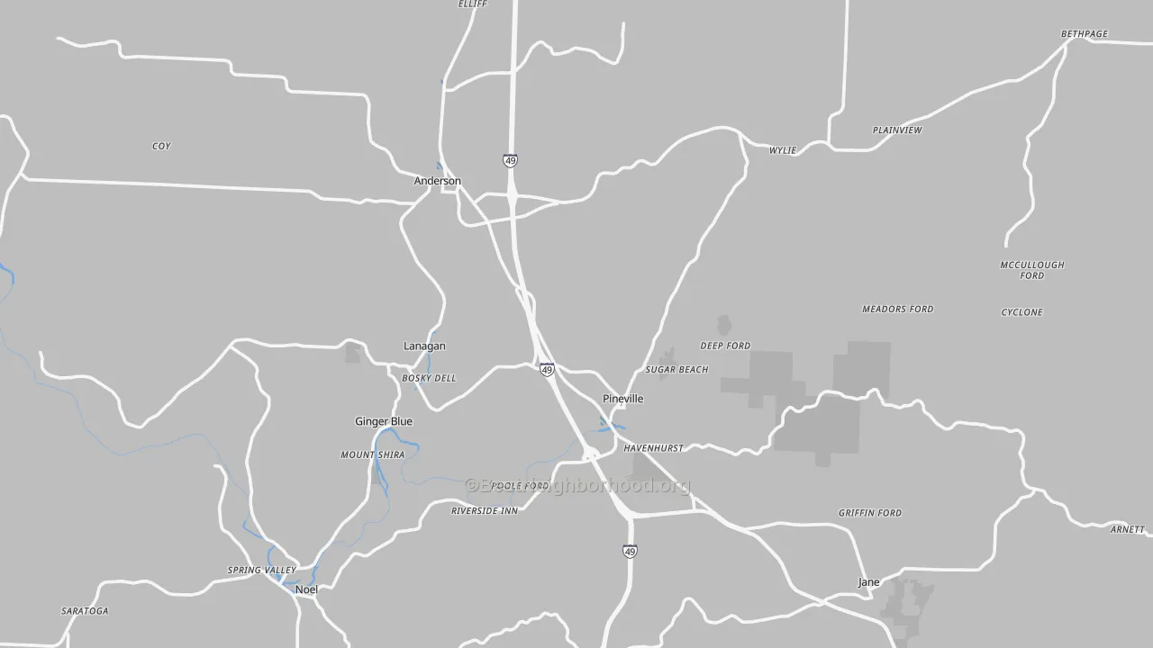 Transit Grade map of McDonald County, MO