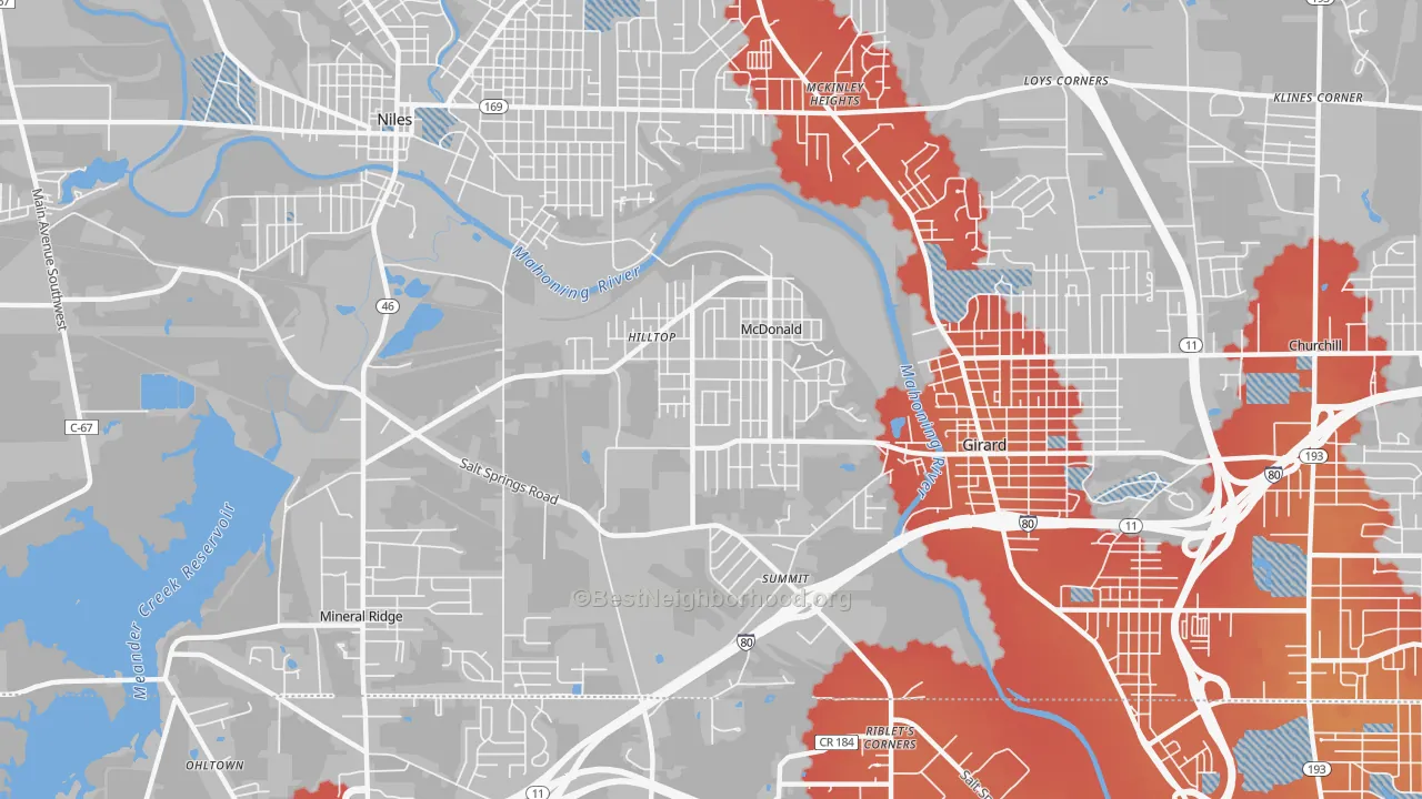 Transit Grade map of McDonald, OH