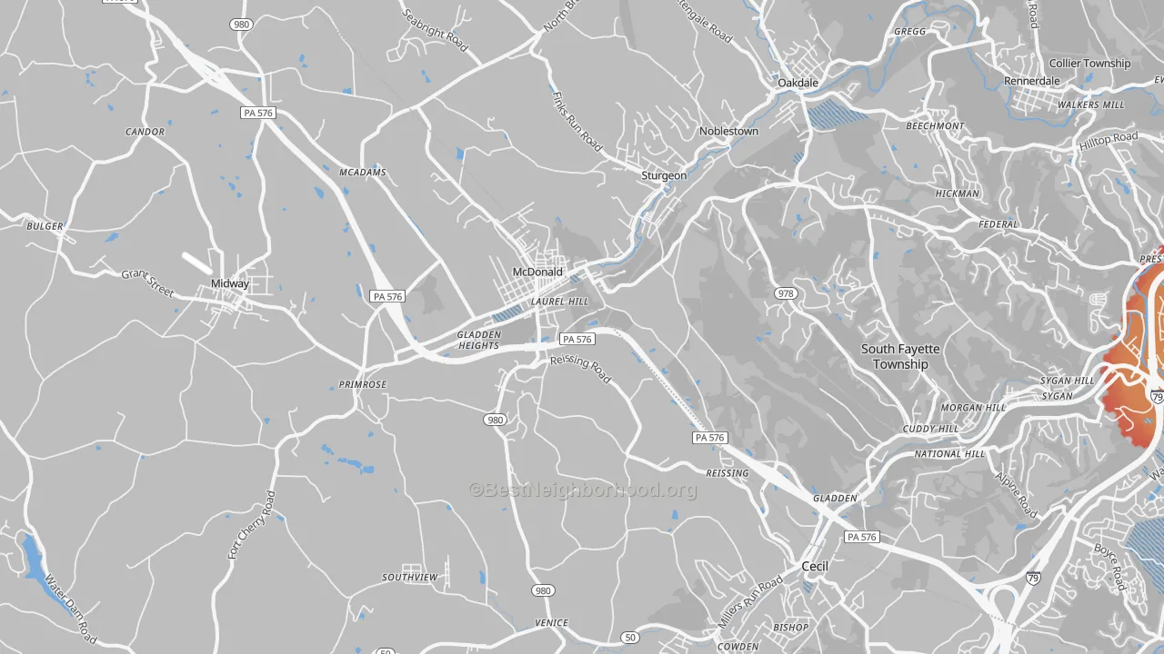 Transit Grade map of Mcdonald, PA