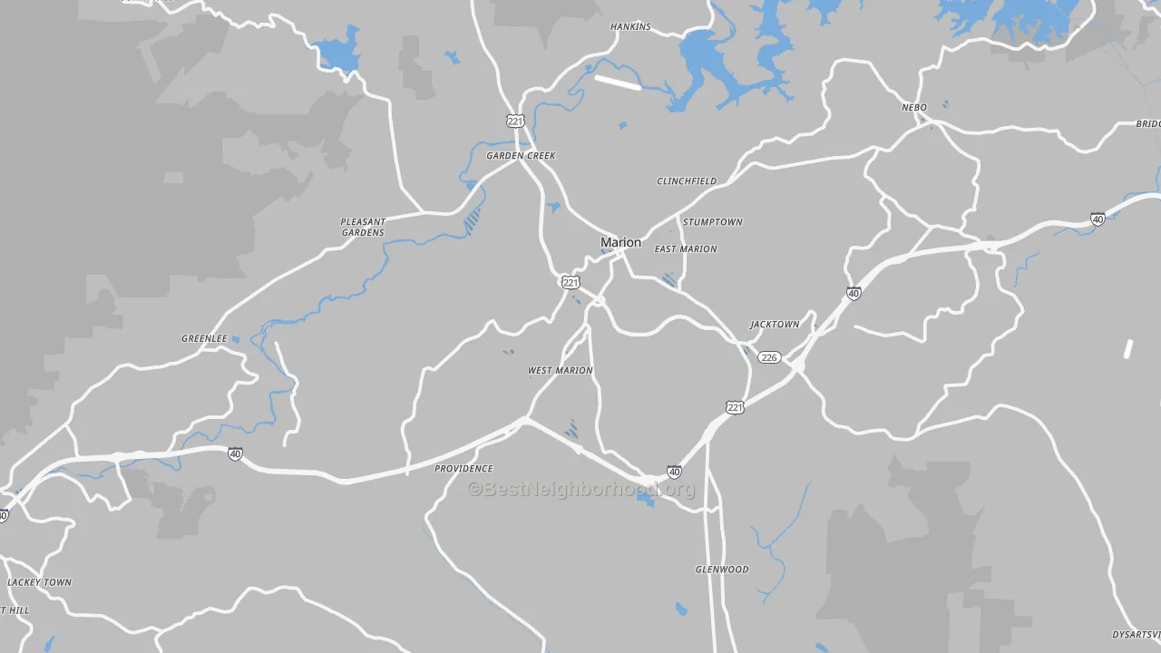 Transit Grade map of McDowell County, NC