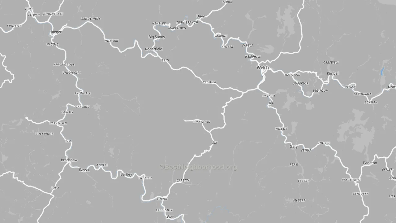 Transit Grade map of McDowell County, WV