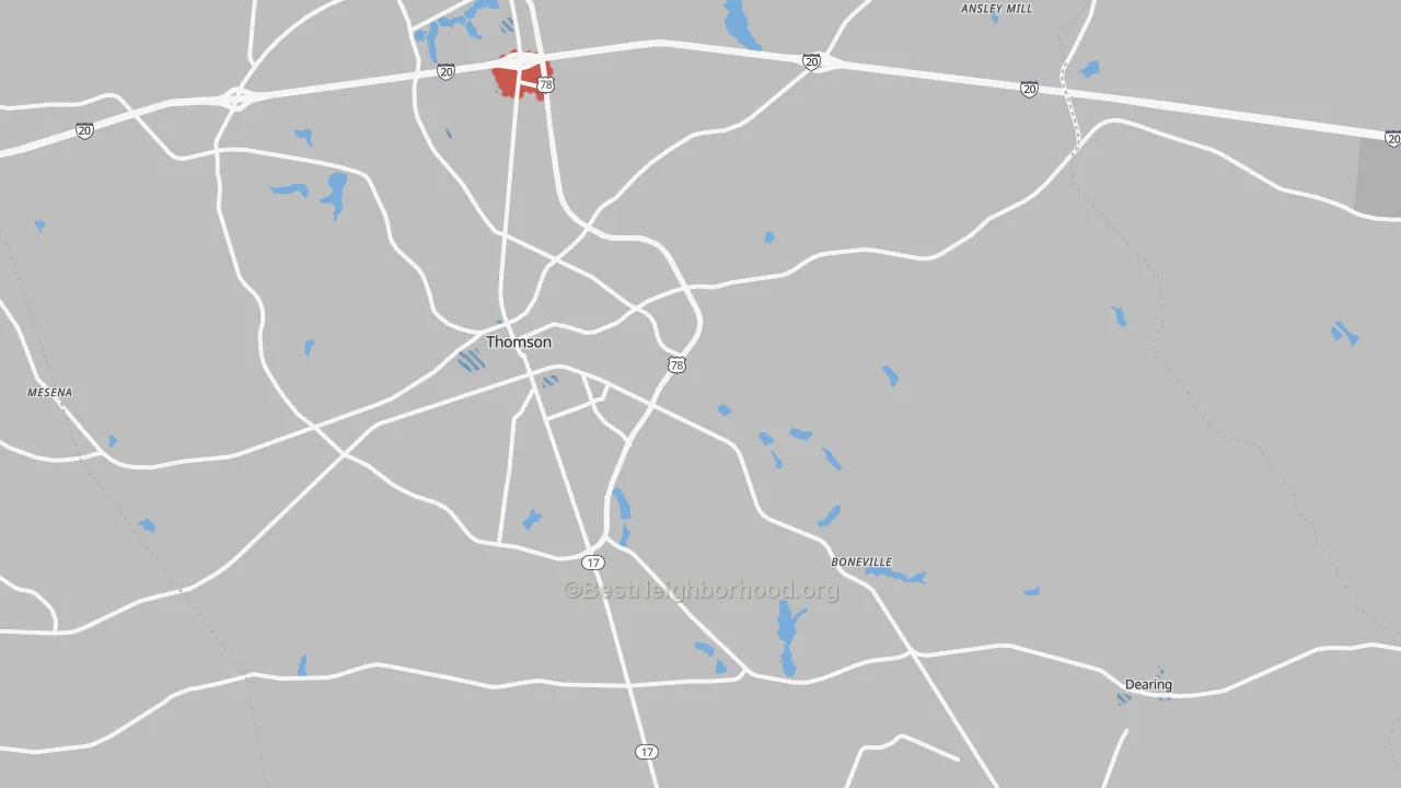 Transit Grade map of McDuffie County, GA