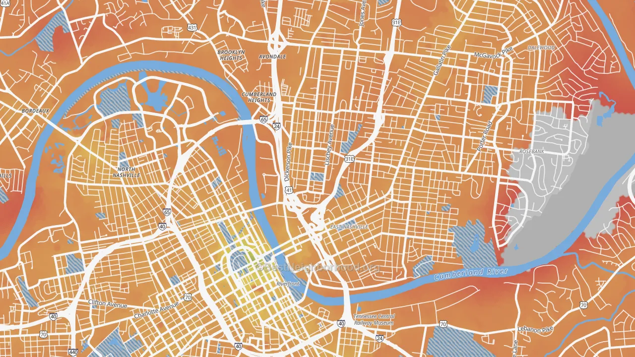Transit Grade map of McFerrin Park, Nashville, TN