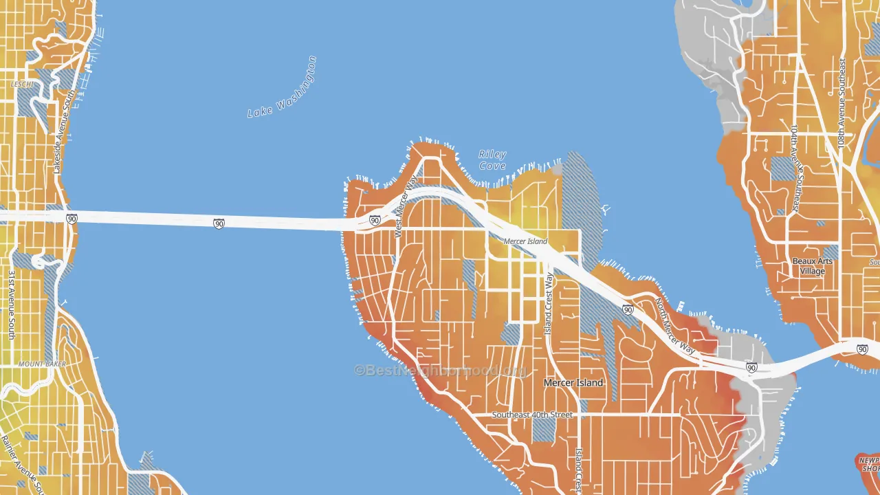 Transit Grade map of McGilvra, Mercer Island, WA