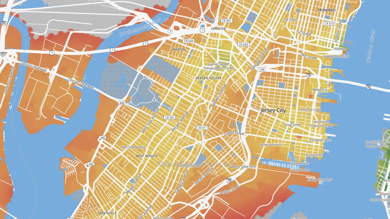 Transit Grade map of McGinley Square, Jersey City, NJ