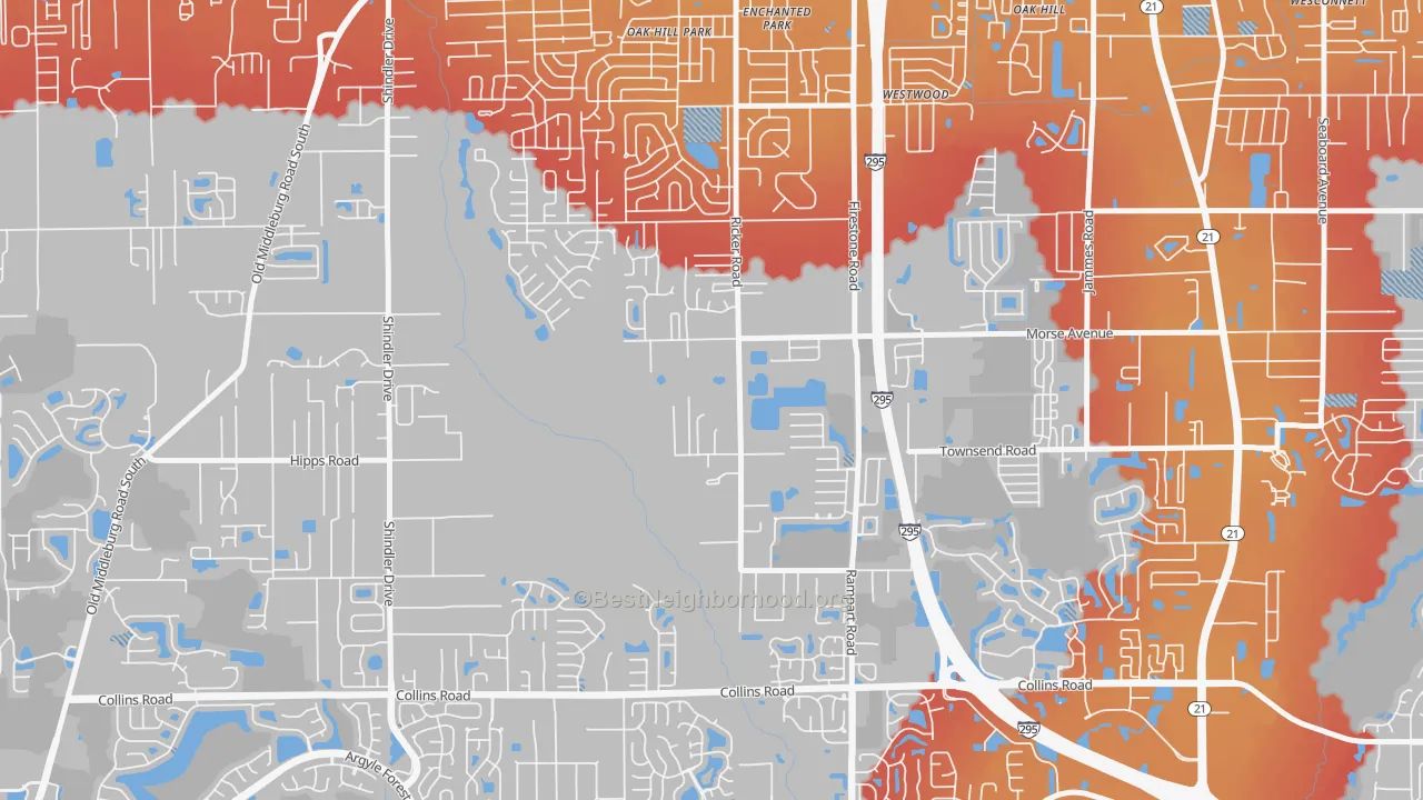 Transit Grade map of McGirts Creek, Jacksonville, FL