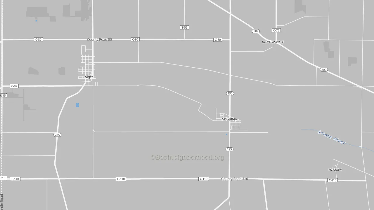 Transit Grade map of McGuffey, OH