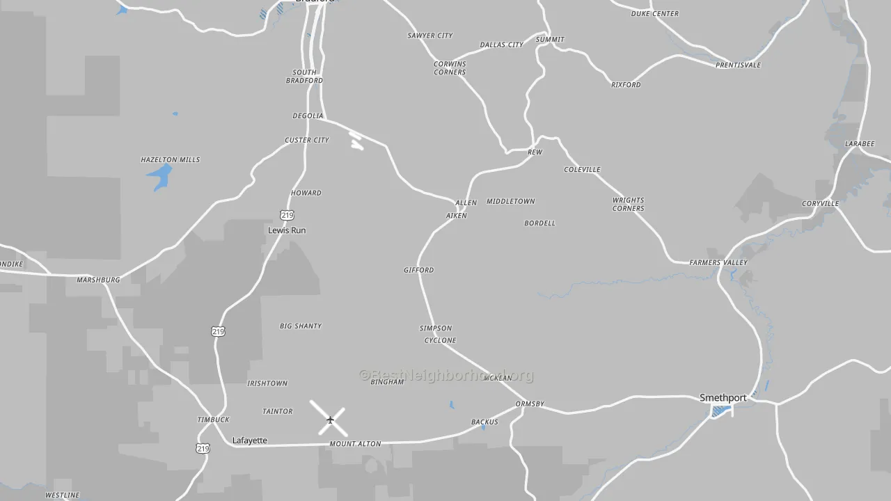 Transit Grade map of McKean County, PA