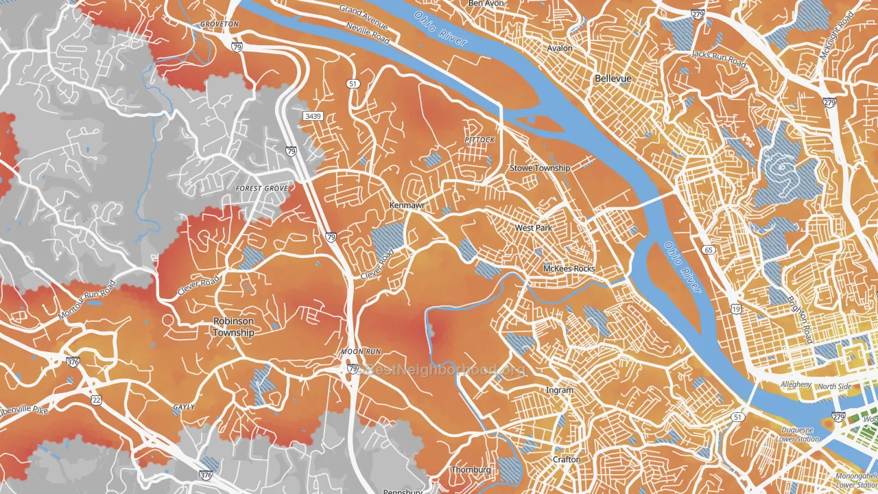 Transit Grade map of Mckees Rocks, PA