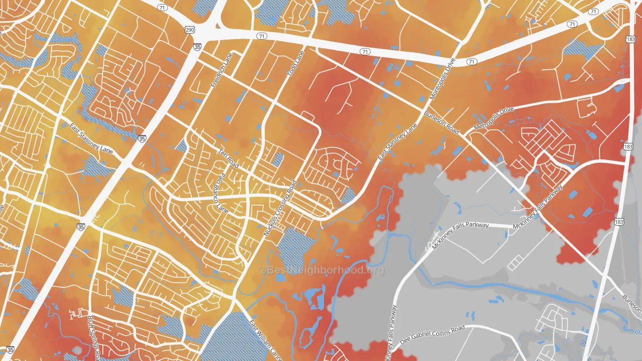 Transit Grade map of McKinney, Austin, TX
