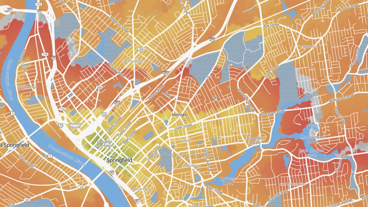 Transit Grade map of McKnight, Springfield, MA