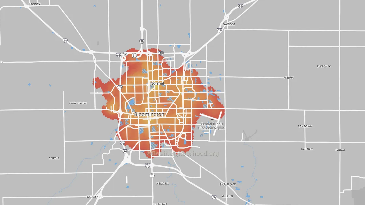 Transit Grade map of McLean County, IL