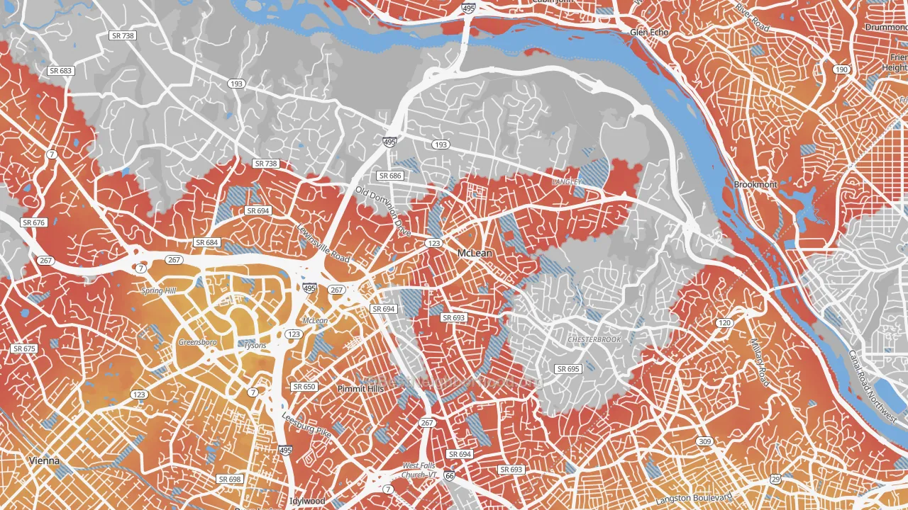 Transit Grade map of McLean, VA
