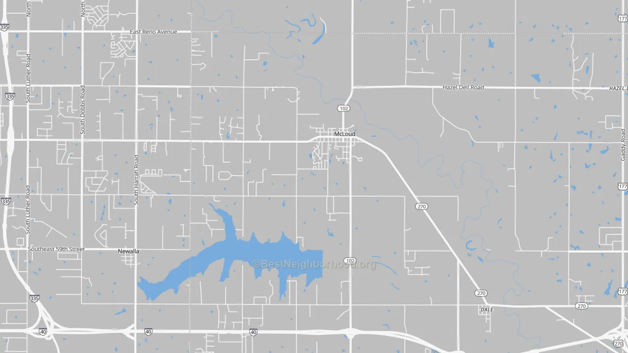 Transit Grade map of Mcloud, OK