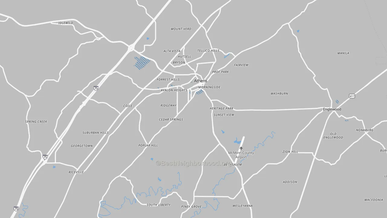 Transit Grade map of McMinn County, TN