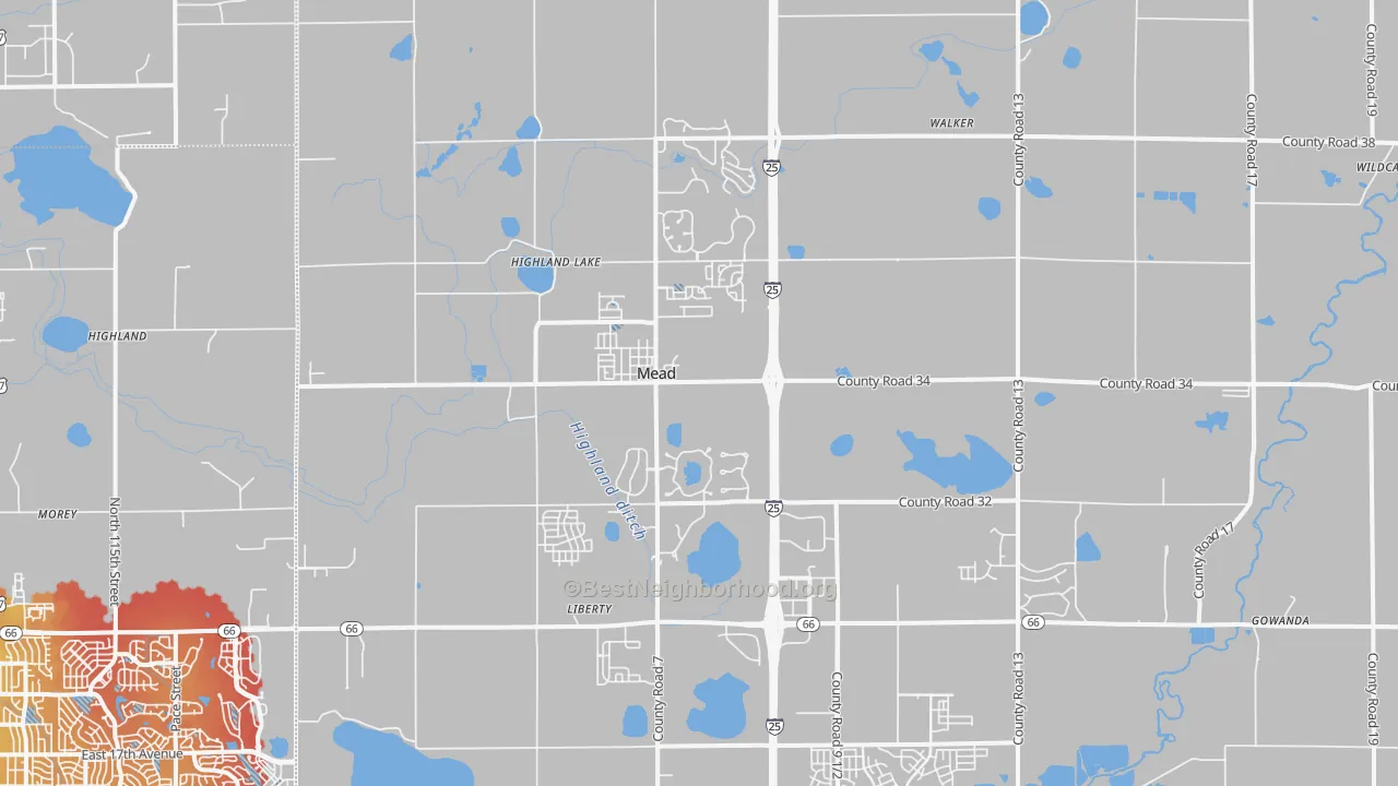Transit Grade map of Mead, CO