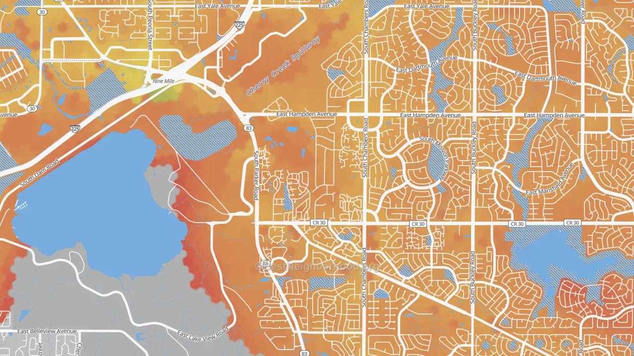 Transit Grade map of Meadow Hills, Aurora, CO