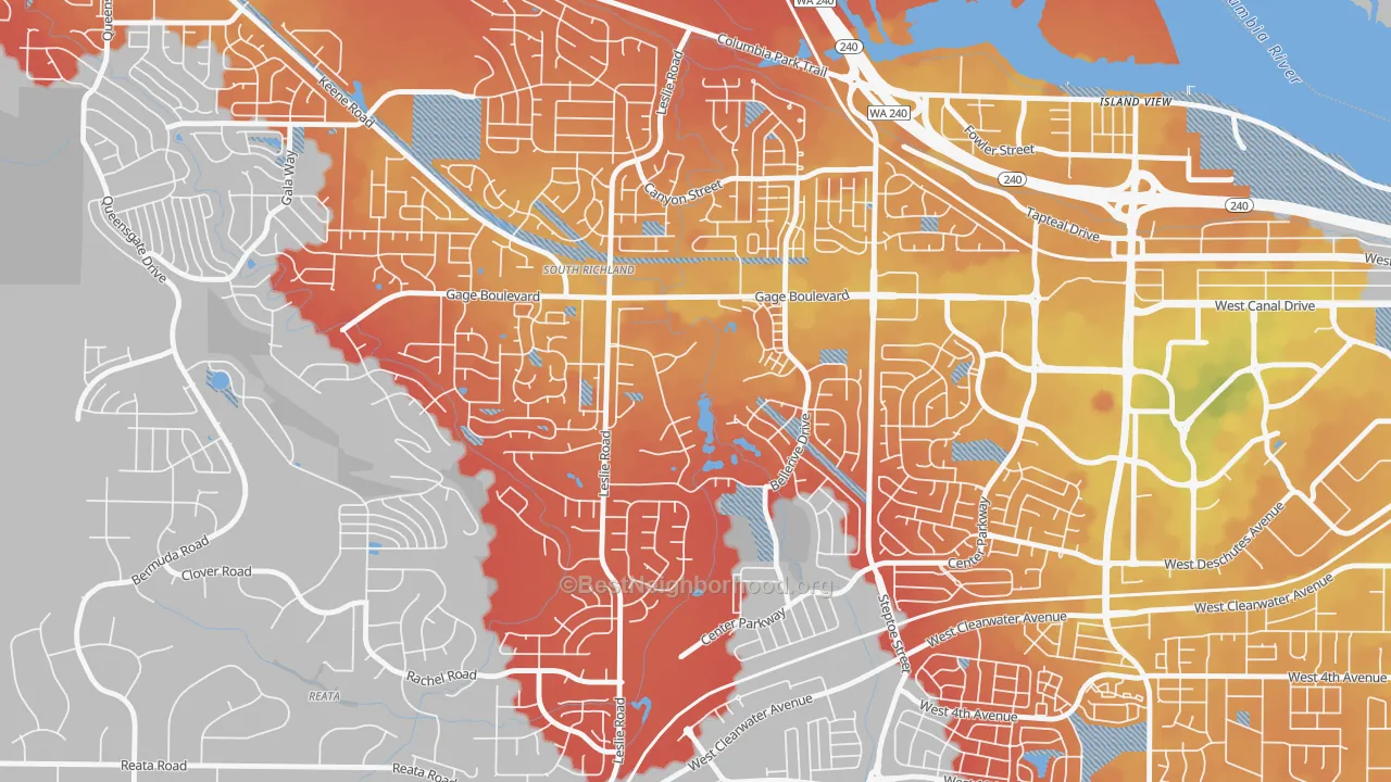 Transit Grade map of Meadow Springs, Richland, WA
