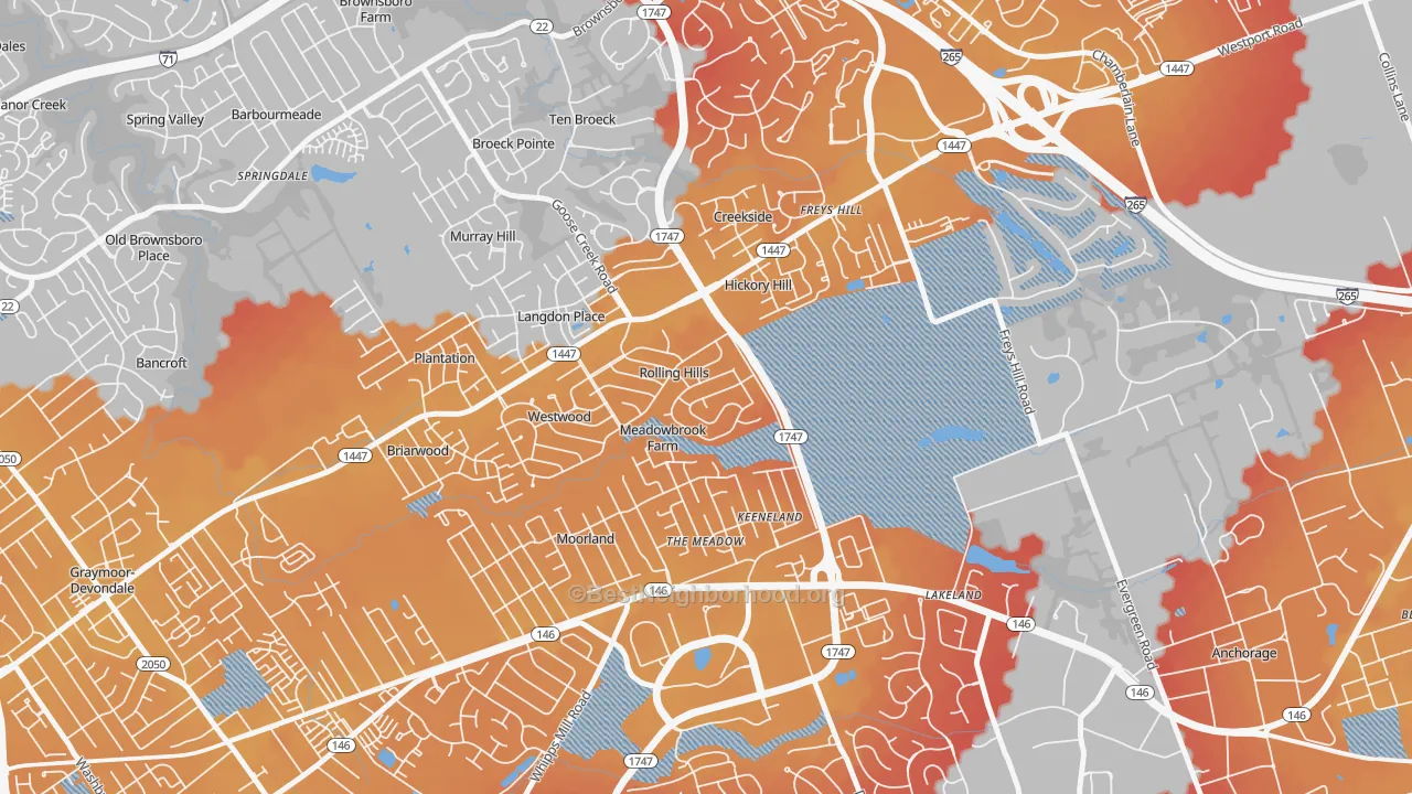 Transit Grade map of Meadow Vale, KY