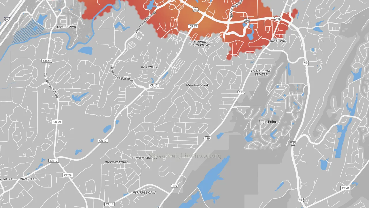 Transit Grade map of Meadowbrook, AL