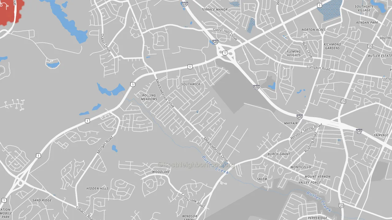 Transit Grade map of Meadowbrook, Augusta, GA
