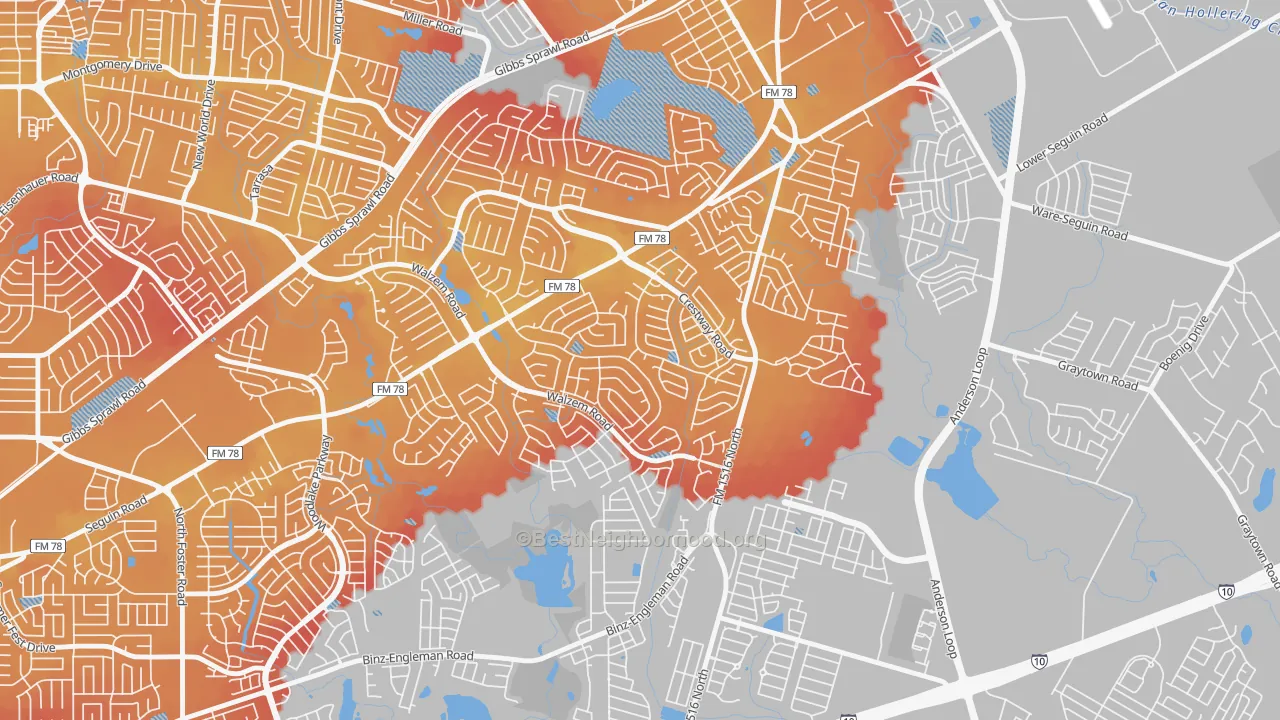 Transit Grade map of Meadowbrook, Converse, TX
