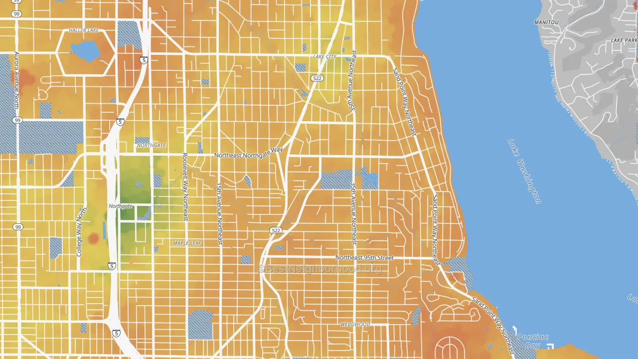 Transit Grade map of Meadowbrook, Seattle, WA