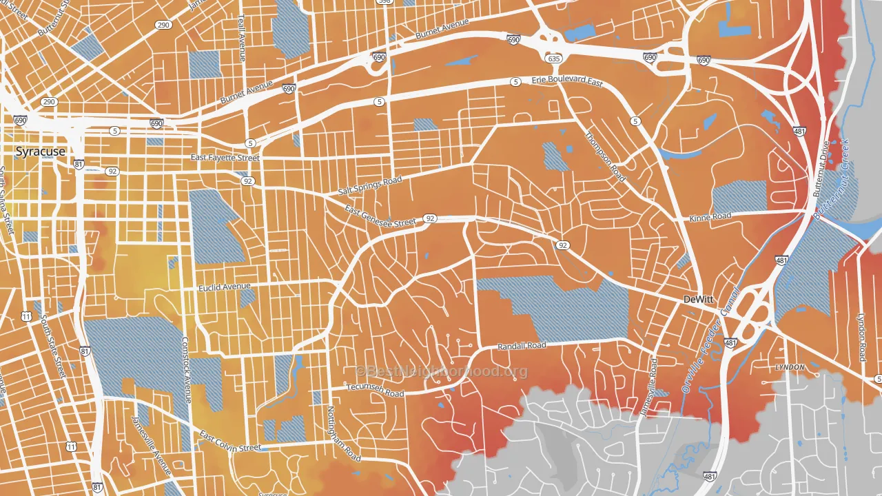 Transit Grade map of Meadowbrook, Syracuse, NY