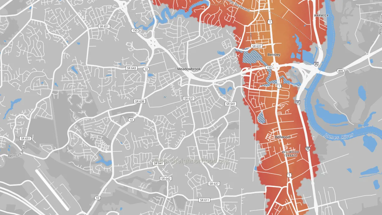 Transit Grade map of Meadowbrook, VA