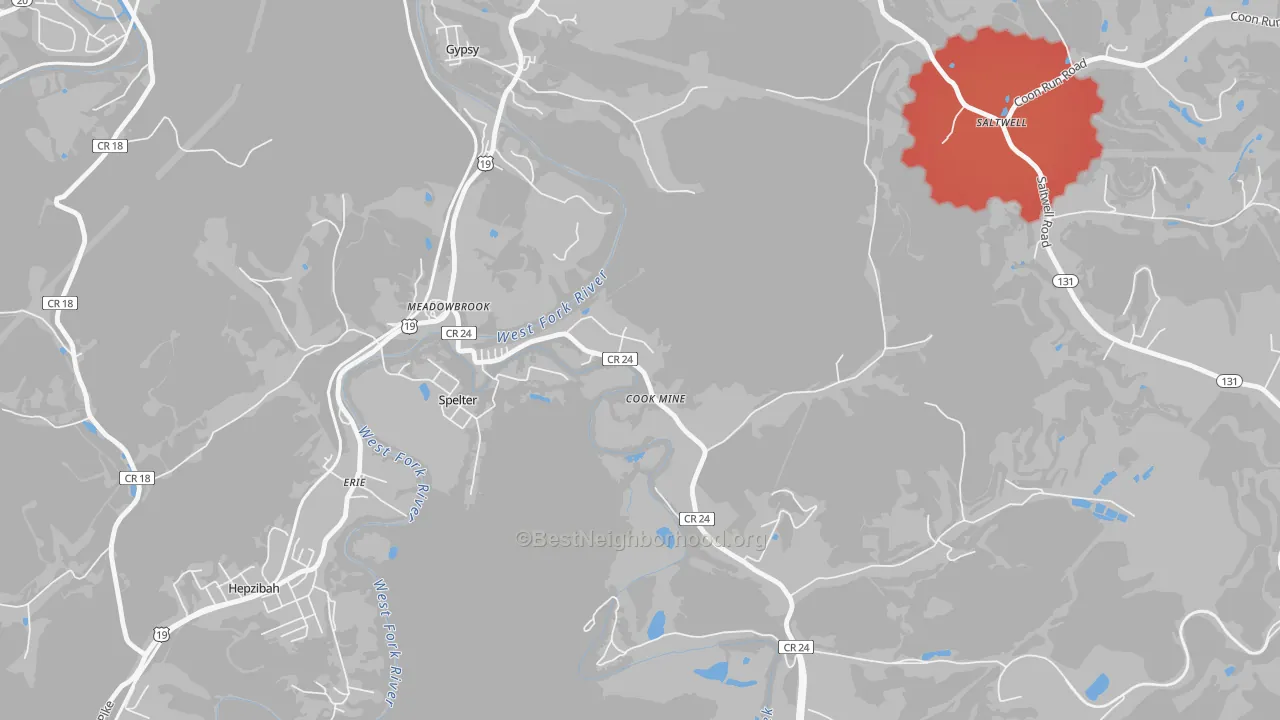 Transit Grade map of Meadowbrook, WV
