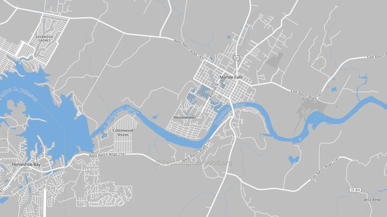 Transit Grade map of Meadowlakes, TX