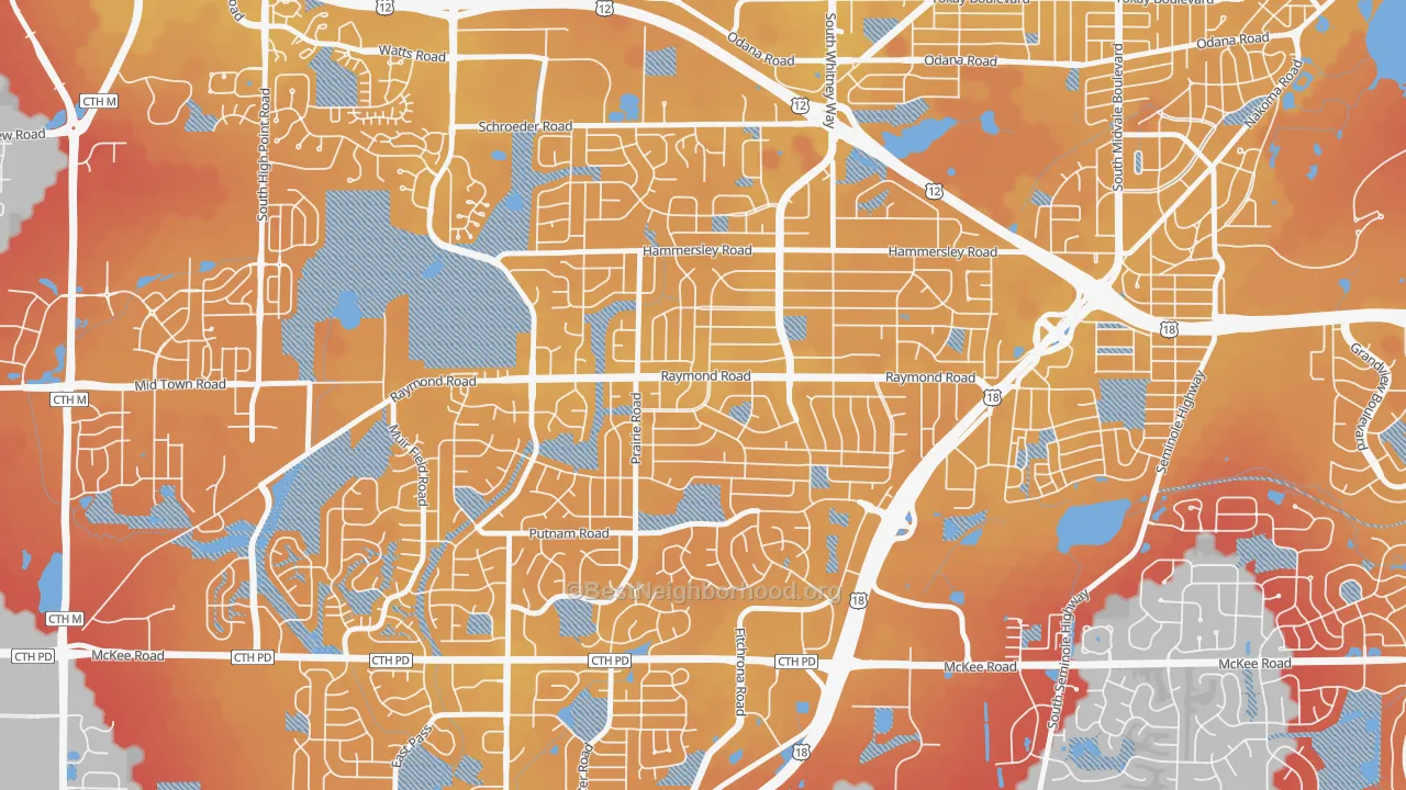 Transit Grade map of Meadowood, Madison, WI