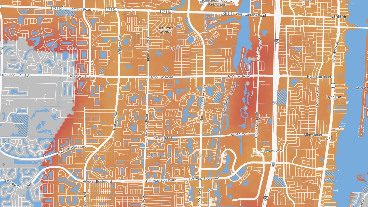 Transit Grade map of Meadows, Boynton Beach, FL