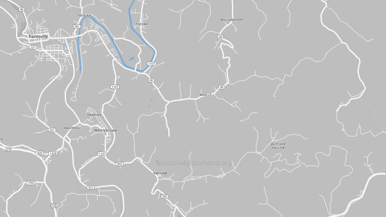Transit Grade map of Meally, KY